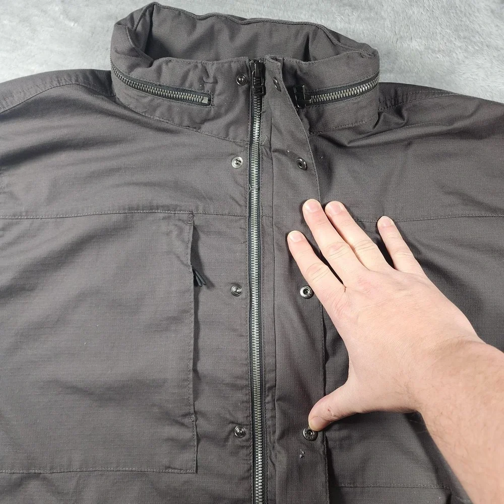 PrAna Jacket Mens XL Gray Hooded Windbreaker Softshell‎ Full Zip Pockets Outdoor